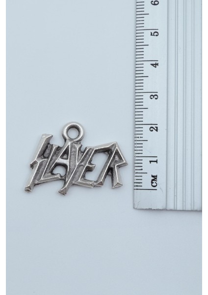 Slayer Gümüş Kaplama Deri İp Kolye