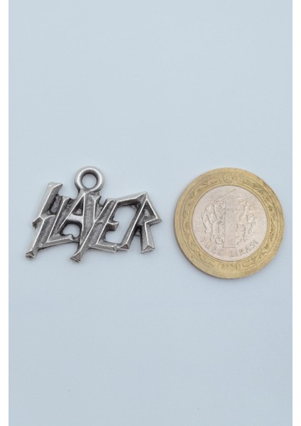 Slayer Gümüş Kaplama Deri İp Kolye