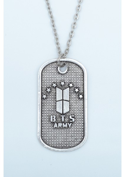 BTS Army Künye Gümüş Kaplama Düz Zincir Kolye