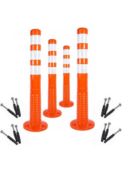 75cm Esnek Delinatör Seti, 4'lü, Güçlü ve Dayanıklı Güvenlik Duba