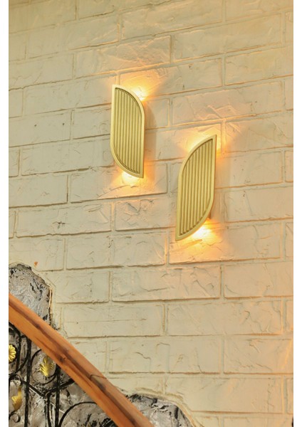 Pilli Modern Dekoratif Duvar Aydınlatması Aplik Gece Lambası Gold (2 Adet Set)