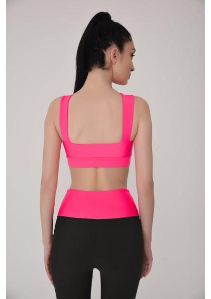 Neon Pembe Dekolte Tasarım Sporcu Sütyeni fırsatları