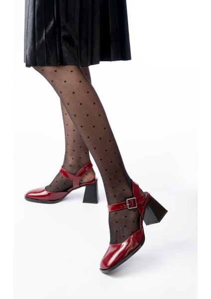 İNF-40450 Bordo Rugan Günlük Arkası Açık Topuklu Bayan Ayakkabı fiyatları