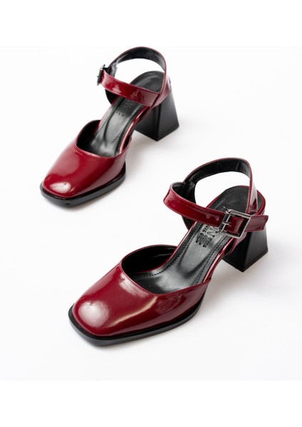 İNF-40450 Bordo Rugan Günlük Arkası Açık Topuklu Bayan Ayakkabı modelleri