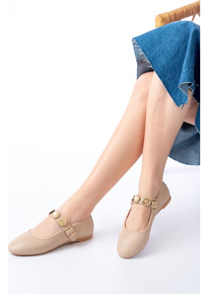 İNF-6363 Nut Baret Tokalı Günlük Bayan Ayakkabı modelleri