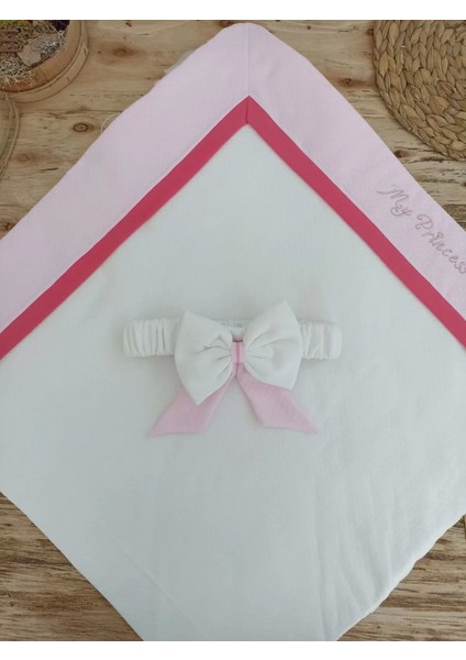Yenidoğan Kumru Soft Cotton Taç Nakışlı Trilüks Kundak Bebek Battaniyesi