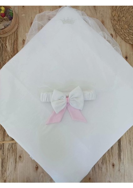 Yenidoğan Kumru Soft Cotton Taç Nakışlı Trilüks Kundak Bebek Battaniyesi