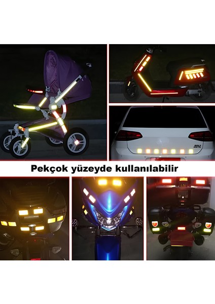 Reflektörlü Bant Sarı Reflektif Fosforlu Şerit Bant 7.5 cm 1 Metre Ikaz Bandı