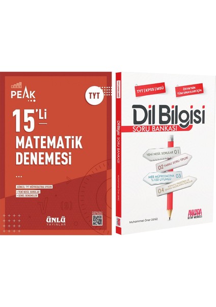 Ünlü Yayıncılık Tyt Temel Matematik Best Peak 15 Li Denemesi ve Akm Dil Bilgisi Soru Bankası Seti