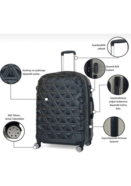 Piramit Desen Abs Seyahat Valizi, Canyon Serisi, Orta Boy&büyük Boy modelleri