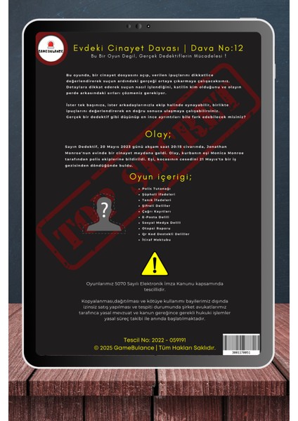 Evdeki Cinayet Davası - Ölümcül Entrika - Zor Seviye - Dedektif Oyunu - Cinayet Çözme Oyunu fiyatları