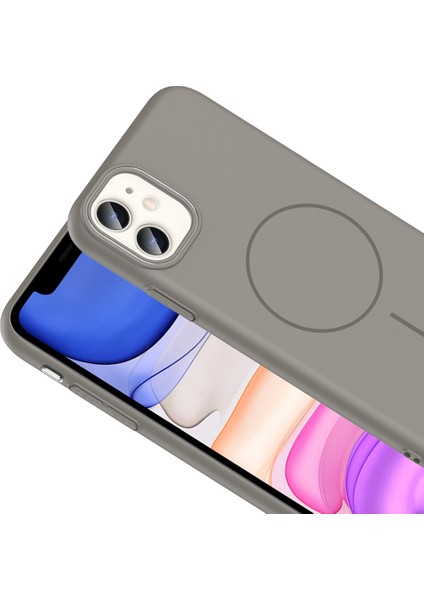 Apple iPhone 11 Kılıf Ince Magsafe Halkalı Kablosuz Şarj Özellikli Lansman Silikon Kapak