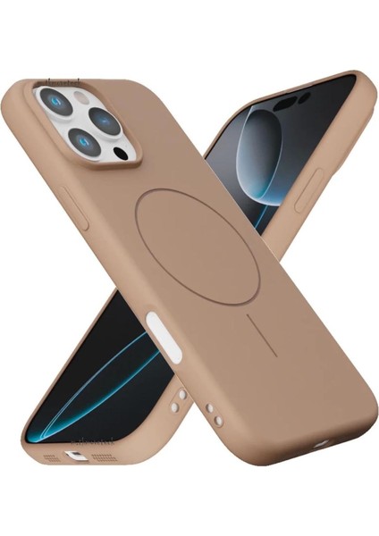 Apple iPhone 16 Pro Max Uyumlu Kılıf Ince Magsafe Halkalı Kablosuz Şarj Özellikli Lansman Silikon Kapak