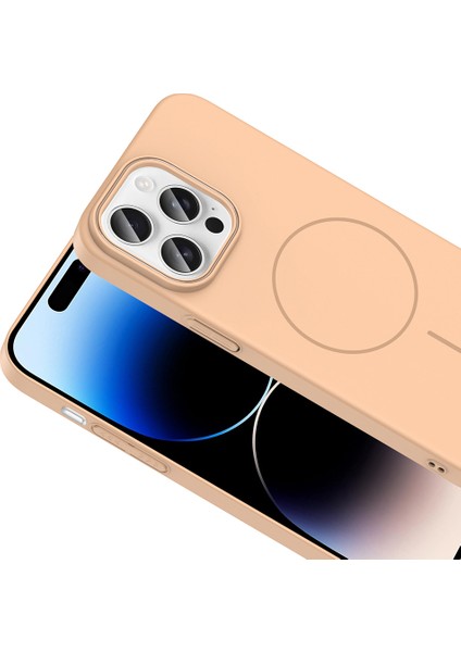Apple iPhone 14 Pro Max Uyumlu Kılıf Ince Magsafe Halkalı Kablosuz Şarj Özellikli Lansman Silikon Kapak