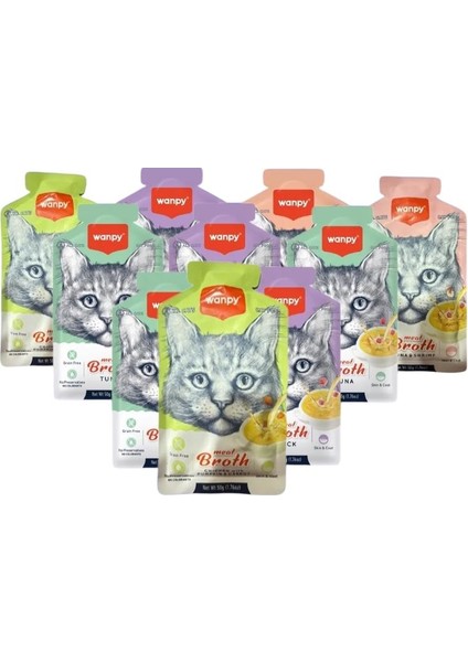 Kedi Çorbası 10 Adet Karışık Kedi Ödülü Maması 10x50 gr Kedi Maması