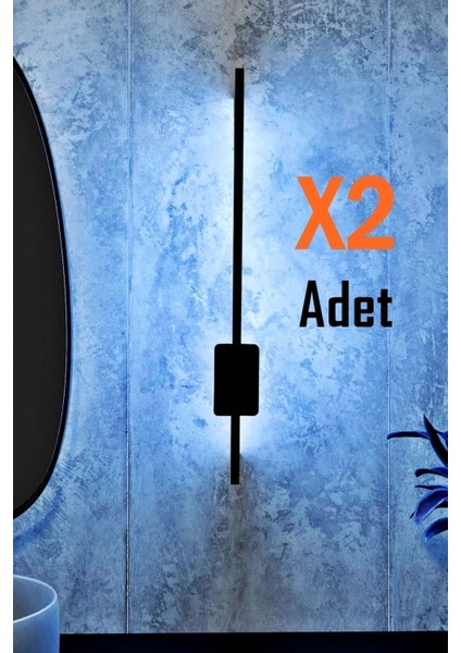 Pilli Kılıç Aplik Gece Lambası 2 Adet (70 cm ) (Mat Siyah- Beyazışık)
