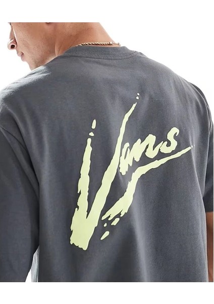 Brush Script Loose Tişört Asphalt/shadow Lime indirimleri