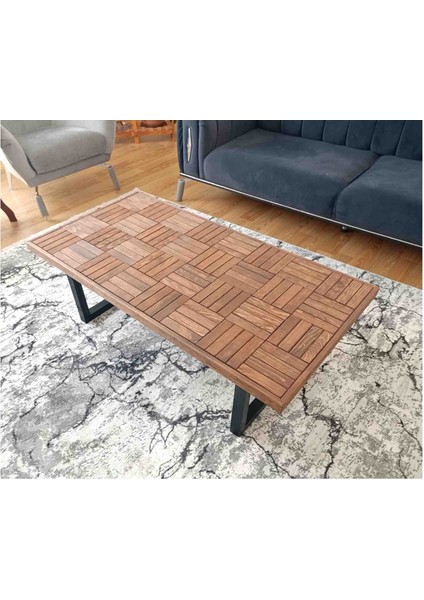 Orta Sehpa Ahşap Desenli Ceviz Renk Çay Kafve Sehpası 120 x 60 fırsatları