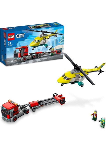 ® City Kurtarma Helikopteri Nakliyesi 60343 - 5 Yaş ve Üzeri Çocuklar Için Oyuncak Yapım Seti (2