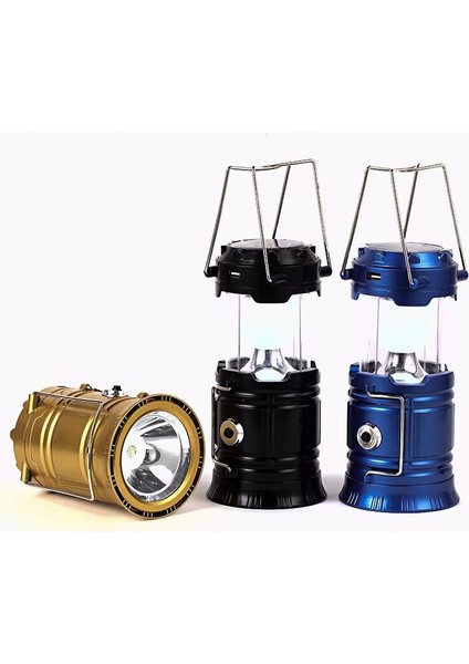 2ın1 1W+6LED Solar - Fiş Şarjlı Löküs Model Kamp Lamba Fener - Powerbank Metal Taşıma Kulp OR-5900T GO5060GOK101281