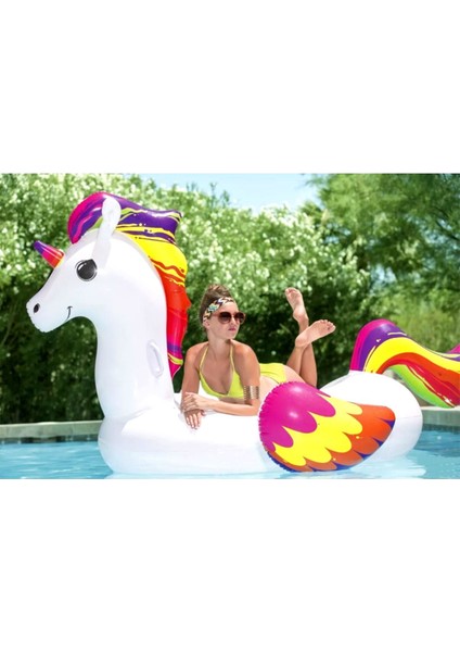 Unicorn Binici Şişme Bot - Unicorn Binici Bot -Şişme Tek Boynuzlu At-Havuz Unicorn Şişme 224X164 Cm.
