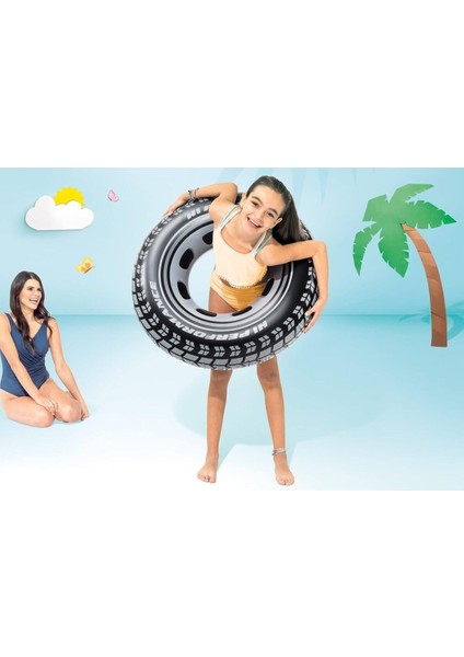 Teker Desenli Simit - Şişme Tekerlek Simit - Teker Deniz Simidi - Lastik Desenli Simit 91 Cm. fırsatları