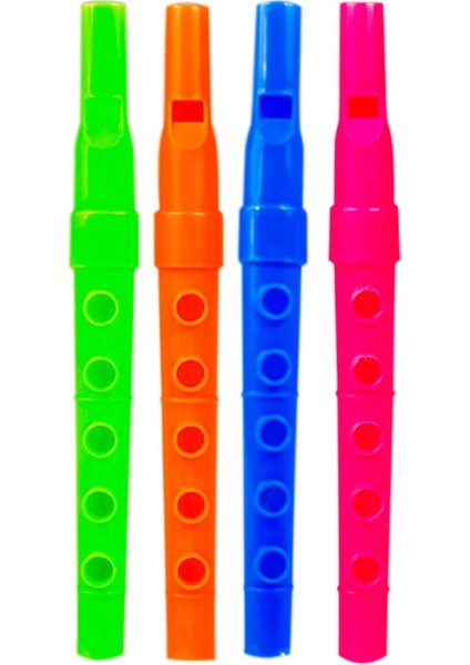 4 Adet Renkli 12 cm Mini Flüt Oyuncak Müzik Aleti Okul Hediyelik Parti Eğlenceli Oyuncaklar