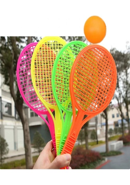 Çocuklar İçin Hafif Dayanıklı Plastik Raket Seti 2 Raket 1 Top Karışık Renk 10'lu Bahçe Oyuncağı indirimleri