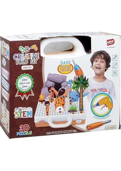 3D Matkap Seti Söktak Dinazorlar URT014-004, Dinazorlar Eğitici Matkap Seti
