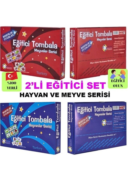 Tombala-Hayvanlar Serisi ve Meyve Serisi - Eğitici Tombala