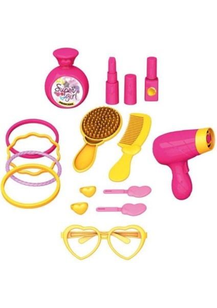 Oyuncak Şato Güzellik Masası Aynalı Aksesuarlı + Sürülebilir Çilek Makyaj Seti Kız Çocuk Oyuncakları fırsatları