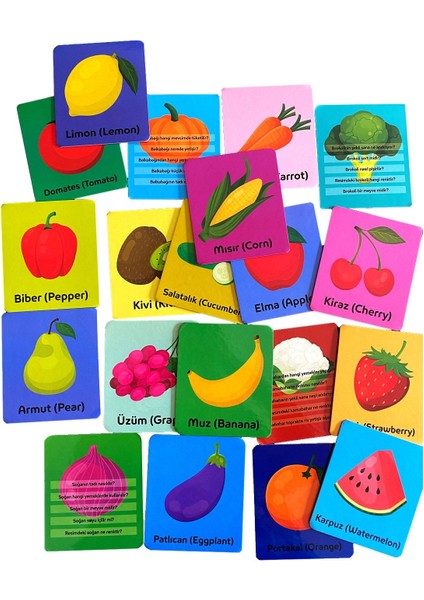 Dünyayı Tanıyorum Zeka Kartları Seti - Hayvanlar - Meyve ve Sebze(2 KUTU 40 KART)