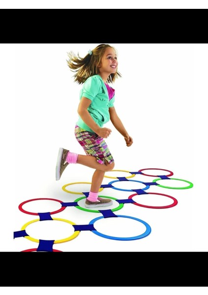 Seksek Halka Oyunu Daire Setleri 22 Parça Hopscotch Sek Sek Duyusal Eğitim Çemberleri 10 Çember 27CM