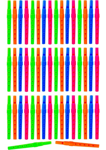 50 Adet Renkli 12 cm Mini Flüt Oyuncak Müzik Aleti Okul Hediyelik Parti Eğlenceli Oyuncaklar