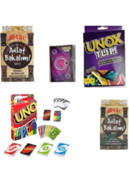 Uno Unox Tlip ve Anlat Bakalım Seri 1 ve 2 Toplam 4lü Kart Oyun Seti