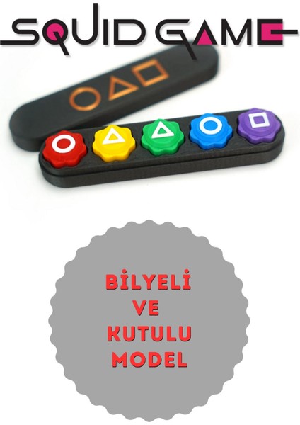 Squid Game Beş Taş - Kutulu ve Bilyeli Model - Renkli Taş Gonggi