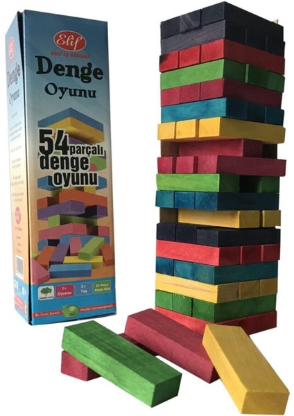 Jenga Denge Oyunu Renkli 54 Parça