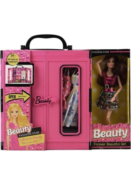 Barbie Temalı Pembe Gardırop Seti – 4 Giysi, 5 Çanta, 5 Ayakkabı ve Aksesuarlarla Hediyelik Çantalı indirimleri