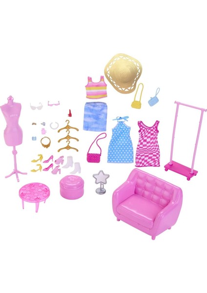 'nin Kıyafet ve Aksesuar Askısı Oyun Seti HPL78 modelleri