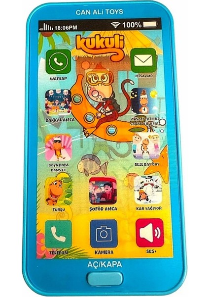 Dokunmatik Eğitici Oyun Telefonu Mavi Baby Alive Temalı 12 Fonksiyonlu