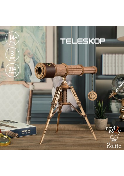 Minyatür Teleskop | Ahşap Teleskop Maketi | 3D Puzzle