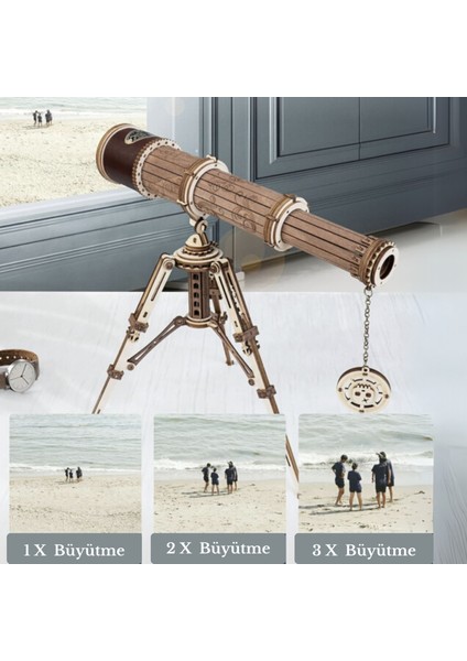 Minyatür Teleskop | Ahşap Teleskop Maketi | 3D Puzzle
