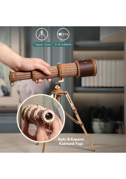 Minyatür Teleskop | Ahşap Teleskop Maketi | 3D Puzzle