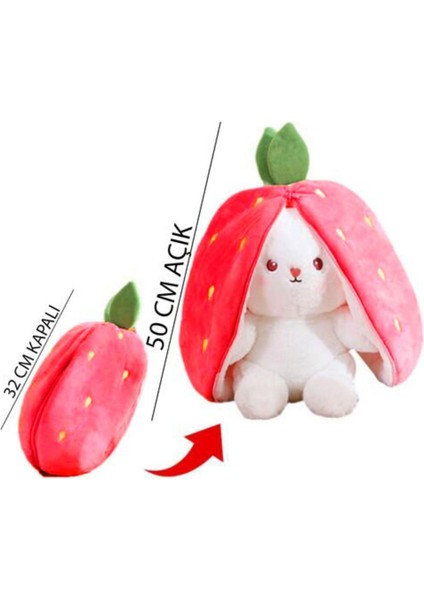 Peluş Oyuncak Tavşan 35 cm Beyaz Pembe %100 Kaliteli Kumaş Kız Çocuklara Özel Sevimli Tasarım