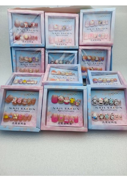 Sanrio Kawaii 3D Figürlü Takma Tırnak 12'li Takma Tırnak Seti Özel Seri Kutulu Hediyelik Setler 1set fiyatları