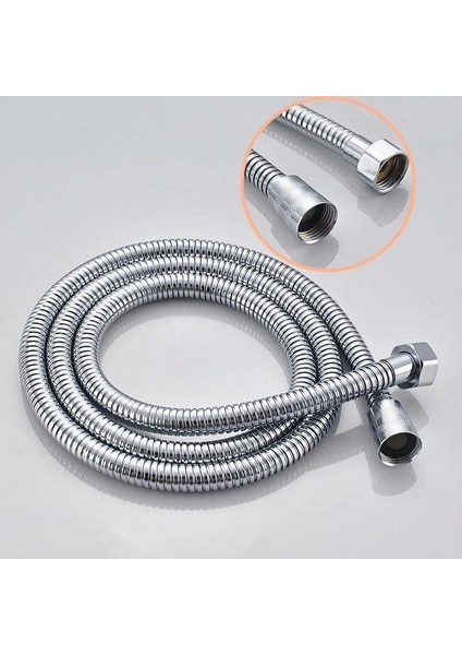 Ince Diş Duş Spiral Hortumu + Paslanmaz Krom Kaplı 150 - 175 cm