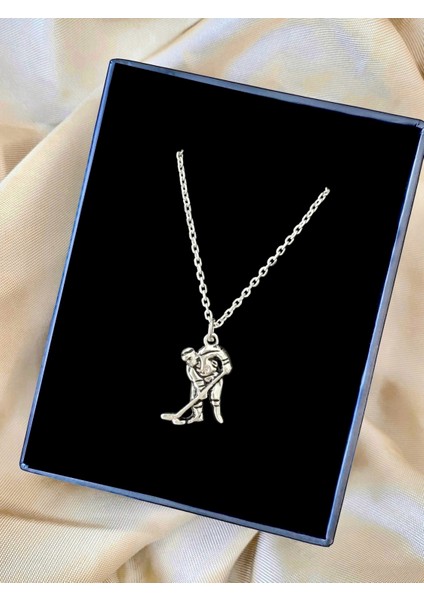 Buz Hokeyi Oyuncu Parlak Tasarım 925 Ayar Gümüş Kolye indirimleri