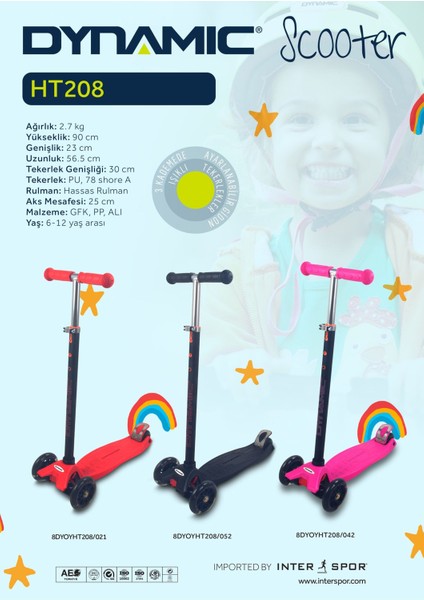 HT208 3 Tekerlekli Scooter Kırmızı fiyatları