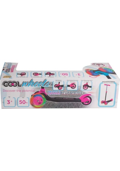 Cool Wheels 3 Tekerlekli LED Işıklı Scooter 3-12 Yaş İçin Ayarlanabilir Yükseklik modelleri
