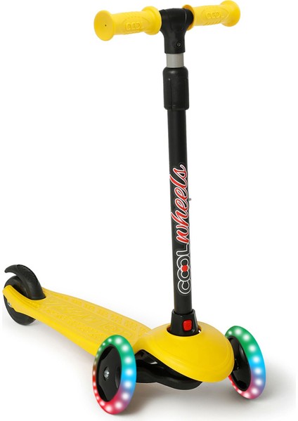 3 3 Dragon Sarı LED Işıklı 4 Tekerlekli Scooter 3-12 Yaş Eğlenceli Kullanım
